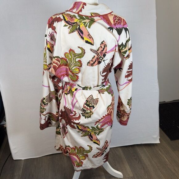 Anthropologie Raphael Balme Robe Floral Moth Butterfly Print M/L - Picture 3 of 7